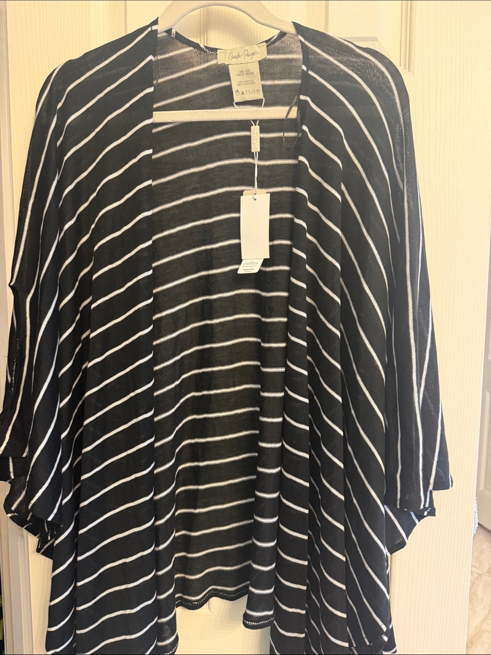 Charlie Paige Black and White Striped Lightweight Wrap